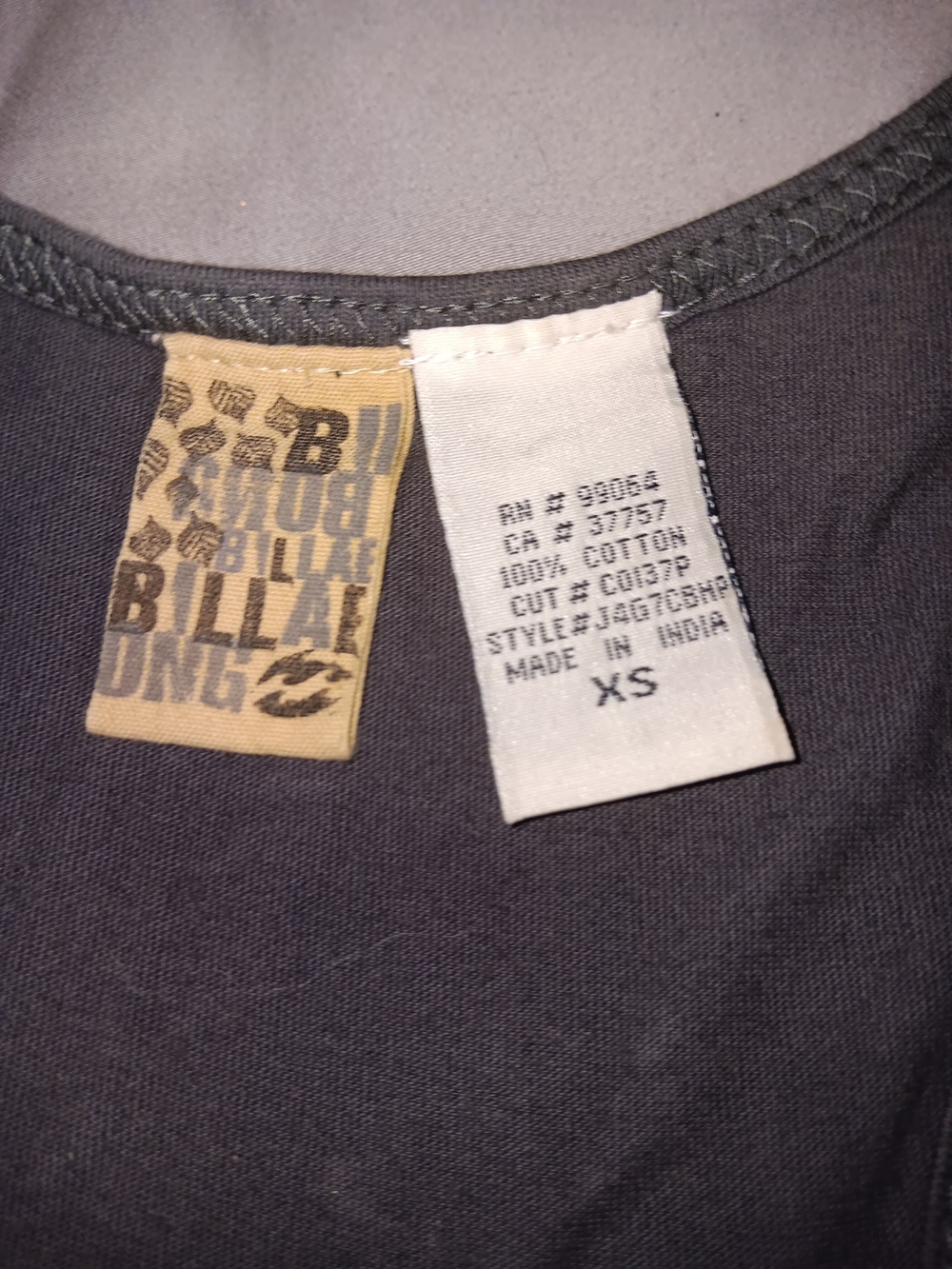 Billabong Gray Tank Top with 'LOVE' Peace Graphic and Sequin Straps - Picture 2 of 4